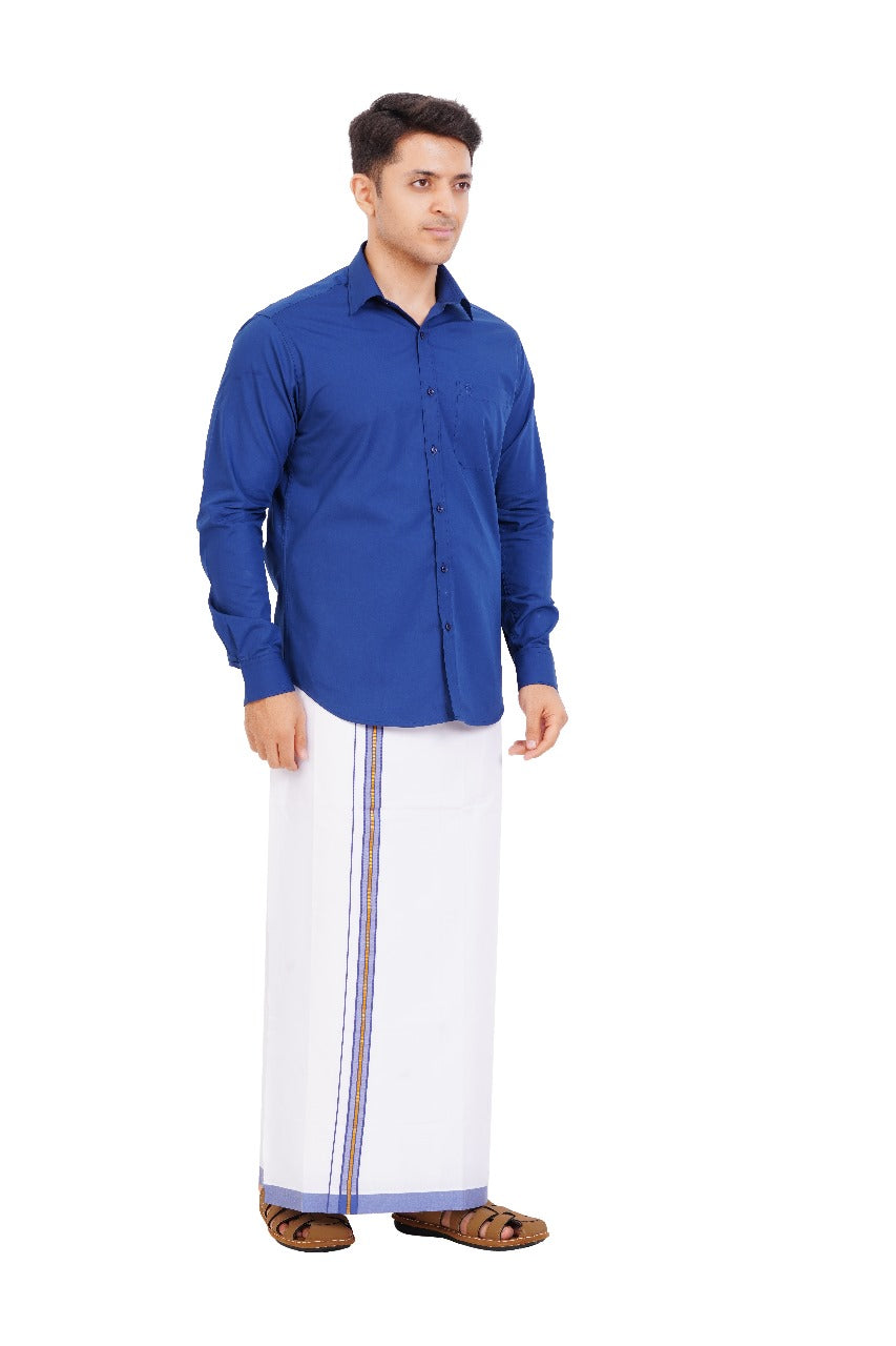 Royal Blue Shirt & Dhoti Full Sleeve