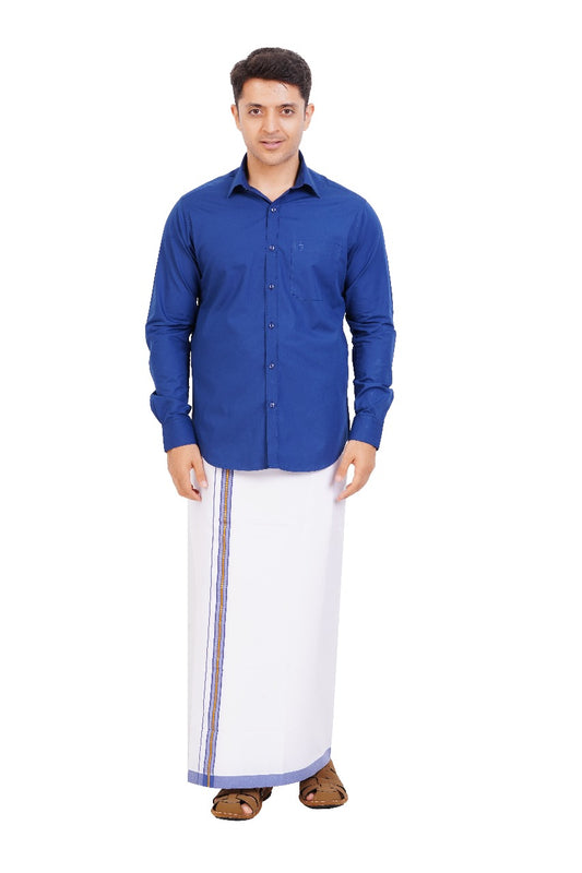 Royal Blue Shirt & Dhoti Full Sleeve