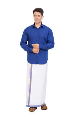 Royal Blue Shirt & Dhoti Full Sleeve