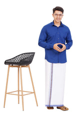 Royal Blue Shirt & Dhoti Full Sleeve