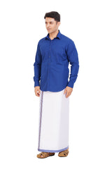 Royal Blue Shirt & Dhoti Full Sleeve