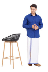 Royal Blue Shirt & Dhoti Full Sleeve