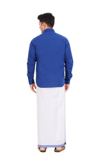 Royal Blue Shirt & Dhoti Full Sleeve