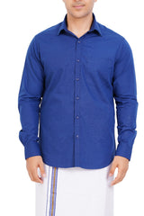 Royal Blue Shirt & Dhoti Full Sleeve