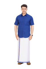 Royal Blue Shirt & Dhoti Half Sleeve