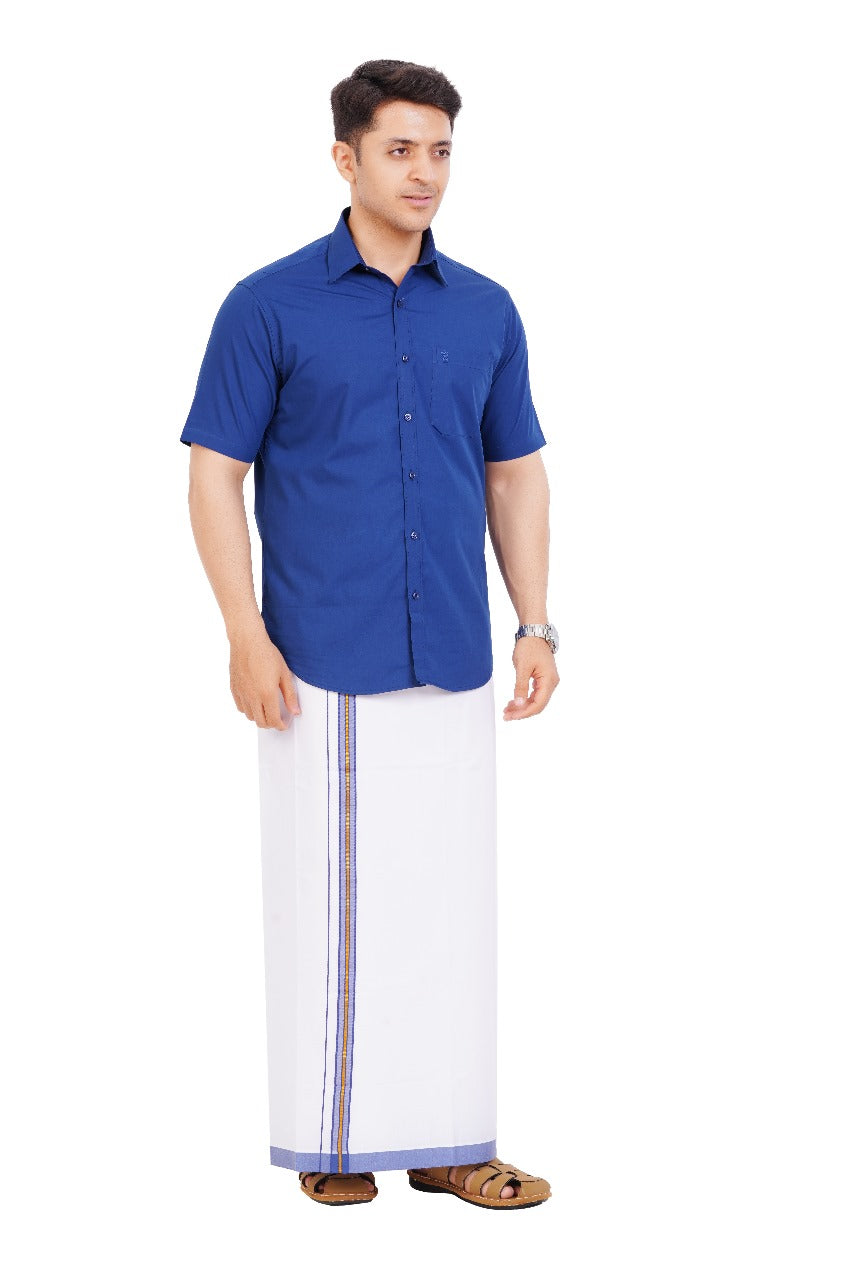 Royal Blue Shirt & Dhoti Half Sleeve