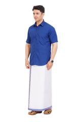 Royal Blue Shirt & Dhoti Half Sleeve