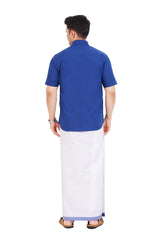 Royal Blue Shirt & Dhoti Half Sleeve