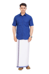 Royal Blue Shirt & Dhoti Half Sleeve