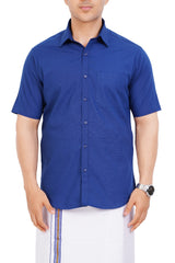 Royal Blue Shirt & Dhoti Half Sleeve