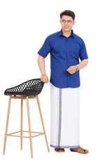 Royal Blue Shirt & Dhoti Half Sleeve