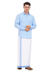 Light Blue Shirt & Dhoti Full Sleeve