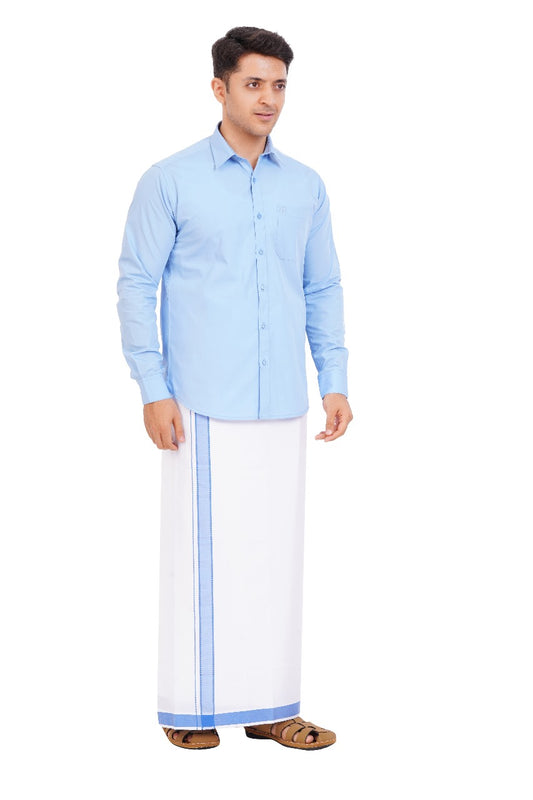 Light Blue Shirt & Dhoti Full Sleeve