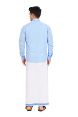 Light Blue Shirt & Dhoti Full Sleeve