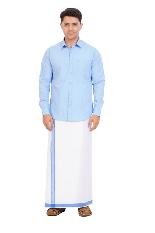 Light Blue Shirt & Dhoti Full Sleeve