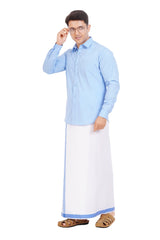 Light Blue Shirt & Dhoti Full Sleeve