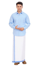 Light Blue Shirt & Dhoti Full Sleeve