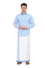 Light Blue Shirt & Dhoti Full Sleeve