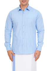 Light Blue Shirt & Dhoti Full Sleeve