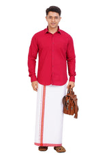 Maroon Red Shirt & Dhoti Full Sleeve