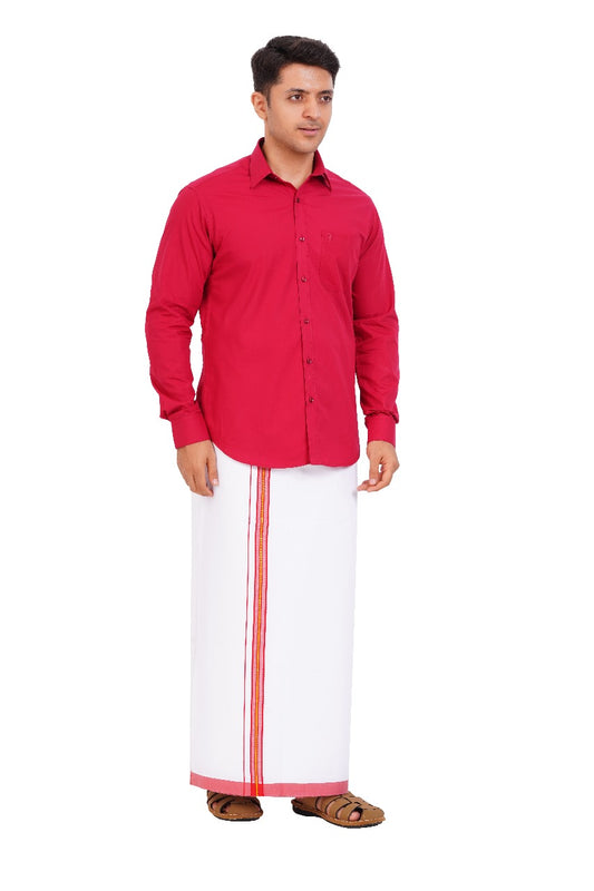 Maroon Red Shirt & Dhoti Full Sleeve