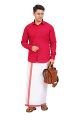 Maroon Red Shirt & Dhoti Full Sleeve