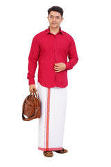 Maroon Red Shirt & Dhoti Full Sleeve