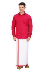 Maroon Red Shirt & Dhoti Full Sleeve