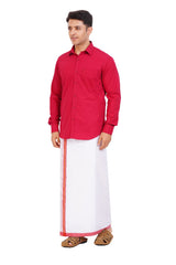 Maroon Red Shirt & Dhoti Full Sleeve