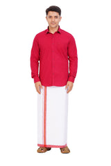 Maroon Red Shirt & Dhoti Full Sleeve