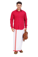 Maroon Red Shirt & Dhoti Full Sleeve