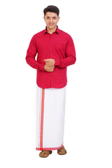 Maroon Red Shirt & Dhoti Full Sleeve