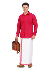 Maroon Red Shirt & Dhoti Full Sleeve