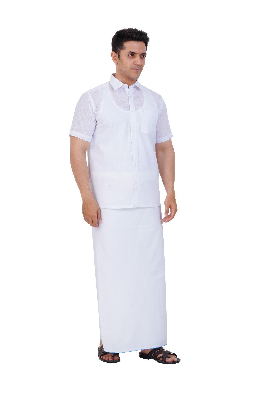 White Shirt & Dhoti Half Sleeve