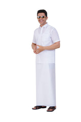 White Shirt & Dhoti Half Sleeve