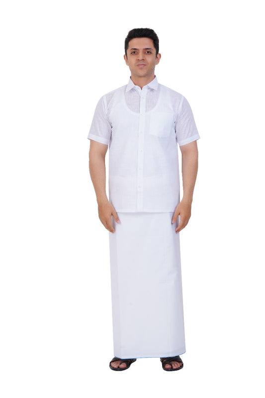 White Shirt & Dhoti Half Sleeve