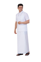 White Shirt & Dhoti Half Sleeve