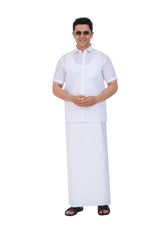 White Shirt & Dhoti Half Sleeve