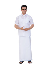 White Shirt & Dhoti Half Sleeve