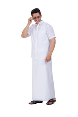 White Shirt & Dhoti Half Sleeve