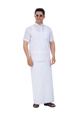 White Shirt & Dhoti Half Sleeve