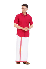 Maroon Red Shirt & Dhoti Half Sleeve