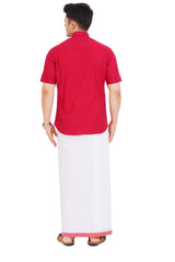 Maroon Red Shirt & Dhoti Half Sleeve