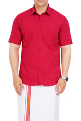 Maroon Red Shirt & Dhoti Half Sleeve